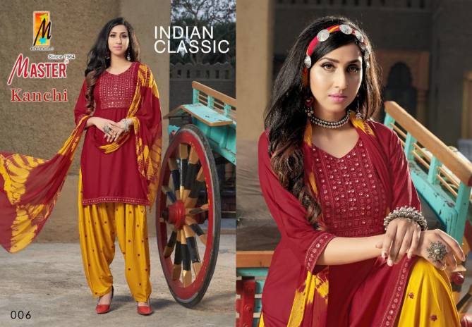 Master Kanchi Rayon Printed Daily Wear Designer Ready Made Salwar Suit Collection